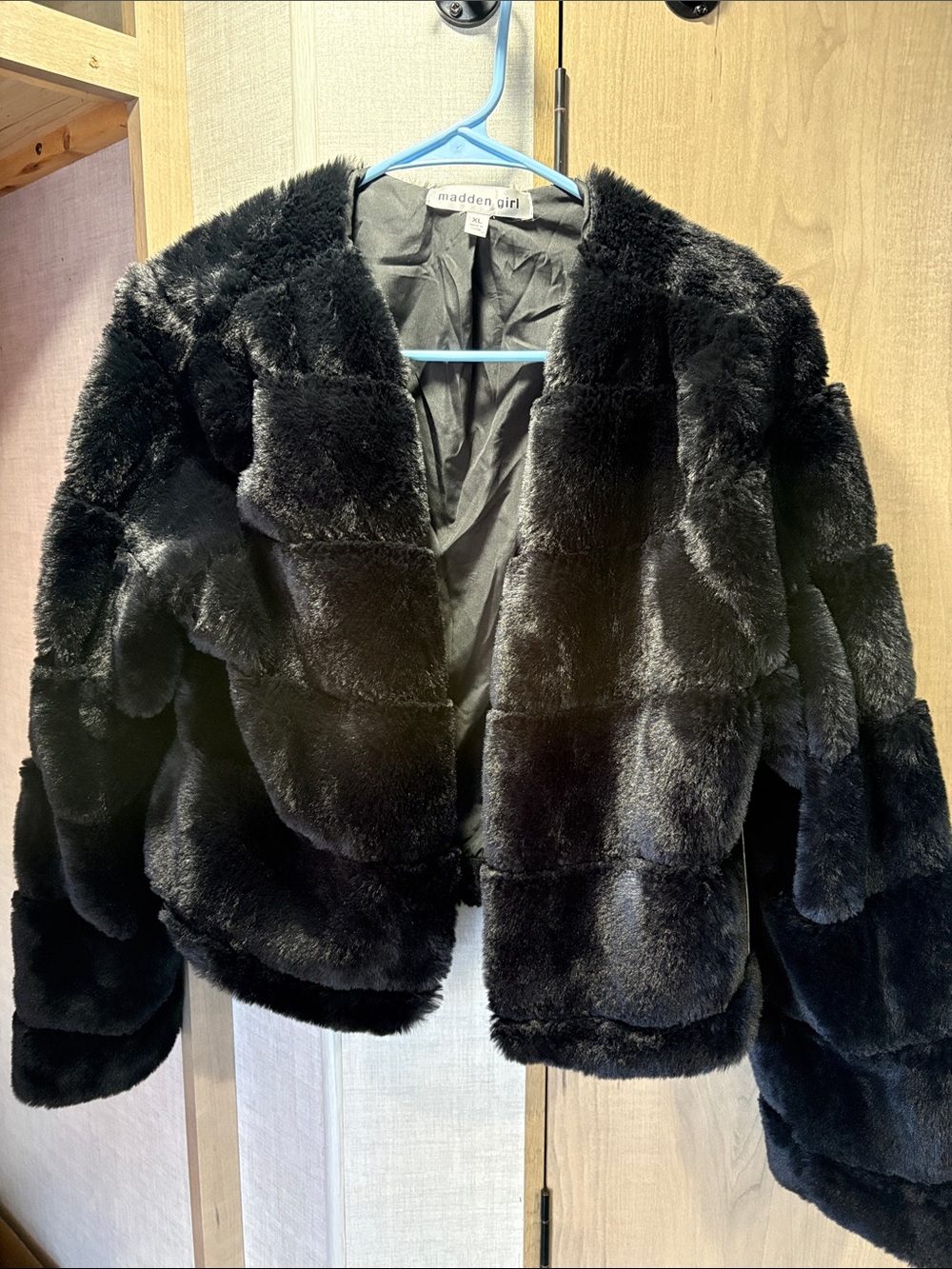 Madden Girl Black Faux Fur Jacket
